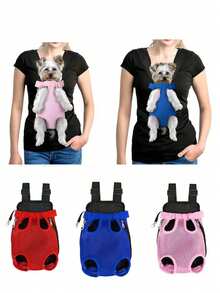 Soft & Breathable Adjustable Mesh Pet Front Pack, Outdoor Travel Backpack For Small Dogs & Cats.Dog And Cat Backpack, Pet Backpack, Dog Outdoor Mesh Breathable Cat And Dog Backpack. - Multicolor - View 1