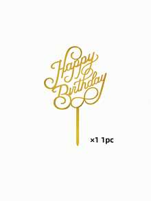 1件/3件/5件装生日快乐蛋糕装饰，亚克力蛋糕装饰，生日快乐蛋糕插牌，生日派对现代字母蛋糕顶部装饰，生日蛋糕装饰礼物，蛋糕插牌装饰，烘焙装饰，烘焙用品，蛋糕用品，厨房家具必备品，节日礼物 - 金色 - 查看 9