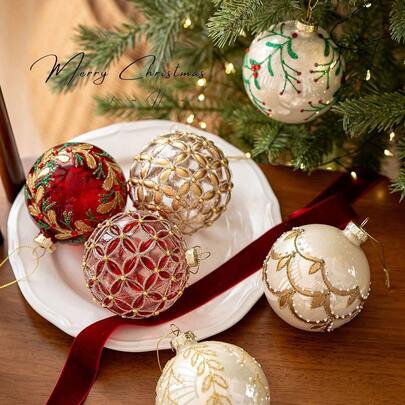 8cm Christmas Glass Ball Christmas Baubles For Tree Decorations Shatterproof Reusable Hanging Balls New Year Xmas Home Decor Christmas Decorations Winter Room Decor Christmas Decorations Home Christmas Gifts Christmas Decor