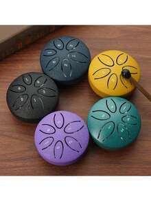 3 Inch 6 Tone Steel Tongue Drum, D Tuning, With Mallets And Storage Bag, Meditation Music Therapy, Yoga Relaxation Instrument, Gift For Musicians - Multicolor - View 10