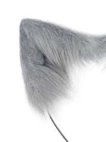 3件套仿猫耳头箍、狐狸尾巴配饰、第二元素、动物耳朵、动物尾巴套装、项圈和发夹，适合各种节日和派对装扮 - 彩色 - 查看 6