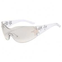 1-Piece Large-Frame Women's Multi-Color Y2K Fashion Sunglasses, Sporty Sunglasses, Fashion Sunglasses With Bohemian Style, Suitable For Parties And Summer Travel, Beach Accessories, Christmas Gifts. - 灰色 - 查看 4