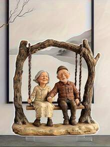 2D 亚克力情侣坐在秋千桌面装饰 | 非常适合卧室、客厅和办公室 | 节日派对装饰、生日毕业礼物、送给父母的理想礼物 - 彩色 - 查看 1