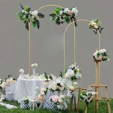 2Pack Metal Arch Backdrop Stand(7.2FT/6FT), Decorative Balloon Arch Stand, Easy Assembly Gold Wedding Arch, Stable Backdrop Arch Stand For Wedding Ceremony, Birthday Party, Baby Shower - 金色 - 查看 4