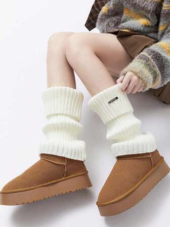 1/2 Pair Women Solid Color Leg Warmers, Warm Leg Warmers, Fashionable & Comfortable, Leg Decor, Suitable For Back To School Outfits, Autumn/Winter, Casual Shopping, Holidays, Christmas Parties