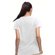 1pc Matching Anniversary T-Shirts For Couples - "It's Our Anniversary" Print With Interlocking Rings Design, White & Golden Geometric Pattern, Machine Washable Round Neck Casual Tees For Him & Her, Perfect Gift For Wedding Celebrations, Dates & Daily Wear, Romantic Clothing, Relaxed Fit Tee, Easycare Fabric, Comfortable Fabric - 女款白色 - 查看 4