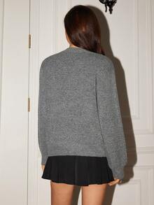 Women's Regular Casual Round Neck Shoulder Loose Heart Color Button Long Sleeve Knitted Cardigan Outfits Sweater Heart Button Cropped Fuzzy Cute Y2k Down Knit Slouchy Top, Fall Winter