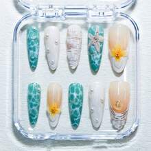 New Craft Almond-Shaped Handmade Armor 3D Three-Dimensional Ocean Sunshine Scent Sweet Flowers Marine Life Starfish Pearl Shells Suitable For All Women And Girls Daily Matching Gifts - sao biển - Xem 3