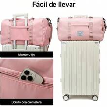 Maleta Deportiva,Compartimento para Zapatos y Bosillo Impermeable,Incluye bolsa de maquillaje,toalla y bolsa organizadora de regalo,Mujer y Hombre,para Viajes,Gym (B-Rosa) - A-Gris - Ver 9