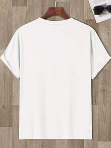 Camiseta Negra para Hombre con Diseño de Crochet - Impresión "Solo Quiero Ir a Casa y Hacer Crochet", Cuello Redondo Cómodo, Tela Transpirable, Perfecta para Amantes de las Manualidades, Ropa Casual, Camiseta de Uso Diario |   Camiseta con estampado divertido |   Ajuste cómodo - Blanco - Ver 3