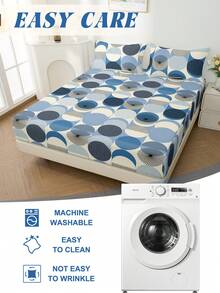 1 Peça Lençol Ajustável, Essencial de Roupa de Cama Respirável, Ultra Macio e Amigo da Pele, Protetor de Colchão Envolvido em 360°, Anti-Deslizante e Resistente a Rugas, Disponível nos Tamanhos Twin/Full/King/Queen, Design de Padrão Circular Estilizado, Lavável em Máquina, Decoração de Outono, Decoração Aconchegante para Quarto