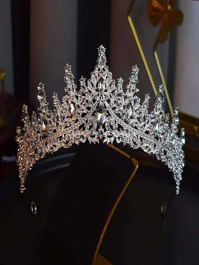 1 pieza Corona de cristal plateada, adecuada para novias, reinas, princesas, tocado ideal para celebraciones de cumpleaños, bailes y fiestas, accesorios para el cabello de boda