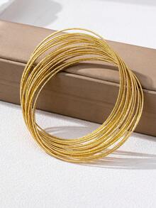 1pc Fashionable Exaggerated Multilayer Circular Wrapped Metal Bracelet For Women, Suitable For Daily Wear, Banquet, Party, Gift - Yellow Gold - View 6