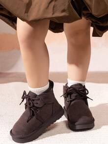 2025年冬季新款仿皮系带厚底保暖雪地靴 - 咖啡棕 - 查看 15