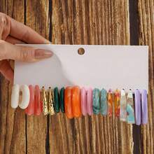 1 Cặp/10 Cặp/40 Cặp Bộ Hoa Tai Vòng Tròn Hình Chữ C Thời Trang Đơn Giản Làm Từ Nhựa Acrylic Hai Màu Mới - Đầy màu sắc - Xem 14