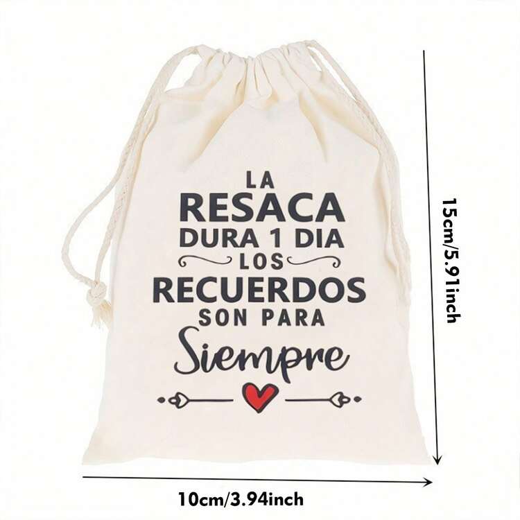 10 piezas de bolsas de cordón de color beige para bodas españolas y fiestas, adecuadas para empaquetar artículos de recuperación de resaca - Beis - Añade 8