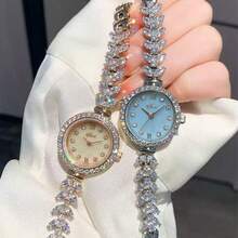 1pc Women's Elegant Luxury Fashion Mermaid Tail Chain Quartz Watch, Fashionable Niche Lightweight Luxury Ladies Watch With Rhinestones, Suitable For Daily Wear, Birthday/Holiday Gift