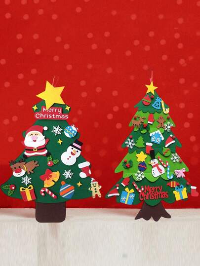 Felt Christmas Tree DIY Kit, Reusable Felt Tree, Easy To Operate, 3D Wall-Hanging Christmas Craft Set For Parents And Children, Felt Christmas Pull Banner, Fun Gift For Parents And Children, Interesting Christmas Tree Decoration, Christmas Tree