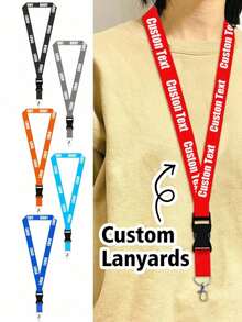 自定义文本工作徽章挂绳、定制个性化身份证徽章挂绳、带可拆卸扣的定制颈带钥匙扣、可定制身份证徽章挂绳、53 厘米/20.87 英寸、6 种颜色：红色/橙色/蓝色/深蓝色/黑色/灰色、身份证徽章夹、手机挂绳、钥匙挂绳、钥匙挂绳 - 彩色 - 查看 4