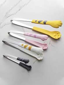 日式猫爪造型食物夹，可爱卡通烹饪夹，不锈钢烧烤夹，三明治烘焙夹，厨房工具，厨房钳子，餐具，厨房配件，厨房用品 - 彩色 - 查看 13