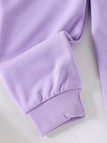 2pcs Baby/Baby Girl Casual Everyday Horse Embroidery Long Sleeve Sweatshirt And Sweatpants Set, Lightweight For Spring/Autumn