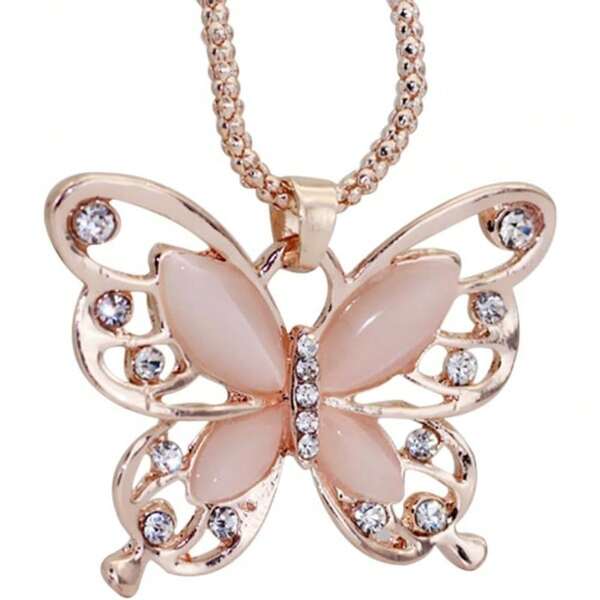 Comelyjewel Necklace Hollow Crystal Butterfly Pendant Necklace Jewelry For Women Mom Birthday Gifts Durable And Useful