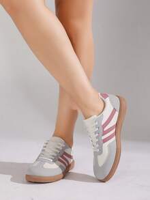 女士休闲运动鞋、公路跑鞋、平底运动鞋、配套运动裤、短裤、裙子和百搭过膝袜 - 米粉紅 - 查看 5