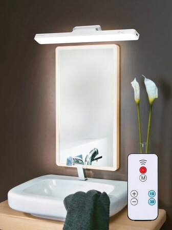 1 PC Linear Mirror Light Bar 3 Light Colors Changeable Type-C 5V Rechargeable Brightness Dimmable Wireless LED Light Touch Control/Remote Option For Bathroom Mirror Cabinet Wall Light Pictures Light Study Light