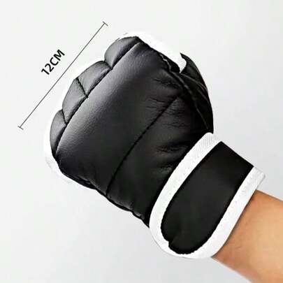 1 双专业半指拳击手套，黑色拳击沙袋训练手套，适用于跆拳道、综合格斗、拳击比赛和健身