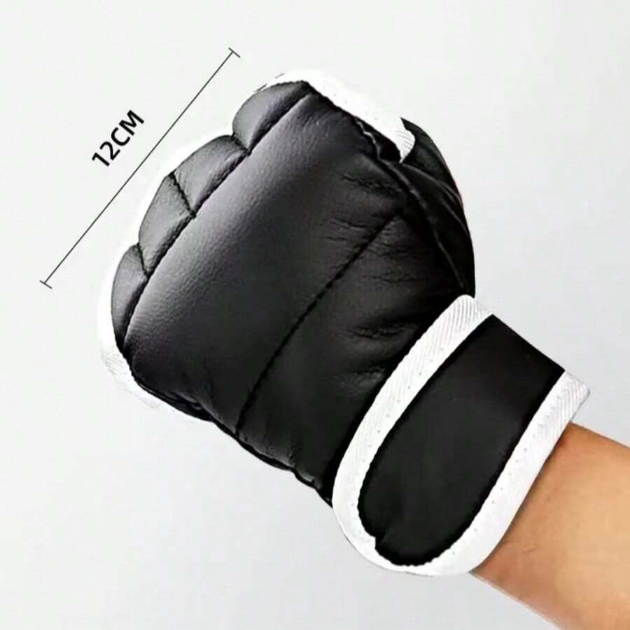 1 双专业半指拳击手套，黑色拳击沙袋训练手套，适用于跆拳道、综合格斗、拳击比赛和健身 - 彩色 - 查看 1