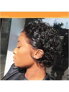 150% Density, Short Curly Wave Lace Frontal Wig - Natural Human Hair, 13x4 Glueless Front, Elegant Pixie Cut Style, Versatile, 6 Inch, Short Curly Wig Curly Wave Lace Front Human Hair Wig For Women Chic Pixie Cut Bob Wig For Women - Halloween Pre-Plucked With Youngsters Hair, Short Curly Human Hair Pixie Cut Wig Human Hair Short Bob Human Hair Wigs Pre Plucked Short Curly Human Hair Wigs Pixie Cut With Baby Hair Pixie Cut Bob Wig
