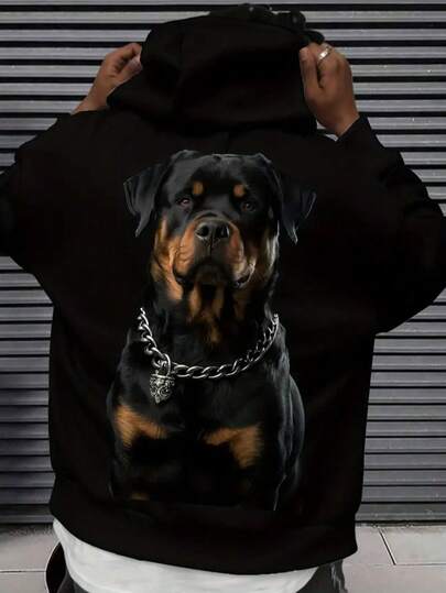 Sudadera con capucha unisex con estampado de perro Roweina - Sudadera casual de manga larga con capucha con cordón, bolsillo canguro y diseño de la cara de Roweina, calor de invierno cómodo para amantes de los perros, ropa de exterior lavable a máquina (negro) - Adecuado para primavera, otoño e invierno, ajuste regular, estilo neutro, atuendo casual suelto tanto para hombres como para mujeres