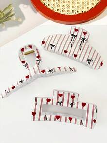 3 eleganckie spinki do włosów w kształcie serca i kokardy, uniwersalne spinki do włosów dla kobiet, jesienne akcesoria do włosów, eleganckie spinki do włosów, zimowe spinki do włosów, modna kopertówka do włosów