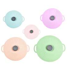 1pc Silicone Pot Lid Set, Heat Resistant Microwave Cover, Reusable Silicone Suction Lid Fits Bowls, Cups, Plates And Pans, With Dual Ear Anti-Spill Lid, Suitable For Stove And Kitchen Accessories, Family Dinner Supplies, Party Supplies - Multicolor - View 7