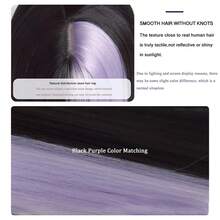Long Straight Synthetic Wigs With Bangs Black Purple Cosplay Party Lolita Hair Wigs For Women Natural Heat Resistant Wig Halloween Wigs - Multicolor - View 5