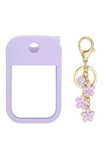 2 件 Touchland 1 盎司（30 毫升）洗手液喷雾瓶保护套，26 个花朵和字母喷雾瓶标记，硅胶防摔防撞保护套，带钥匙扣设计，方便旅行携带，可挂在包、钥匙或儿童背包上，耐磨、防水、可重复使用 Touchland 洗手液喷雾保护套，旅行、户外、礼物、万圣节礼物、圣诞节礼物 - 紫色 - 查看 8