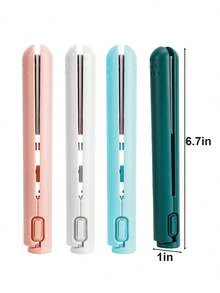 Portable Hair Straightener And Curler 2 In 1 Mini Flat Iron USB Charge Pocket Size Travel Straight Curl Tools For Women Men - 粉色 - 查看 4