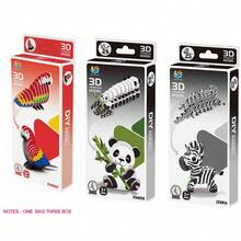 3pcs 3D Puzzle, Creative Cartoon Animal Puzzle Set, Christmas/Birthday Gift