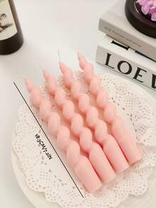 4 Pink Spiral Candles, Home Decoration Aromatherapy Candles, Including Aromatherapy Candle Set, Christmas Slender Candle Center Decoration, Christmas Home Decoration Paraffin, Halloween Home Atmosphere Decoration, Home Candle Holder Gift Suitable For Giving To Women, Winter Gift
