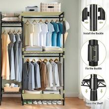 Muebles Para cuarto Metal Organizador Para Closet, Ajustable Rack Percheros Ropa - Negro - Ver 2
