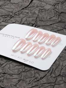 10 pezzi di unghie corte fatte a mano con design ad occhio di gatto, con motivi floreali bianchi e neri, adatte per ragazze o donne da indossare in vacanza o in occasioni speciali. - Bianco - Visualizzare 2