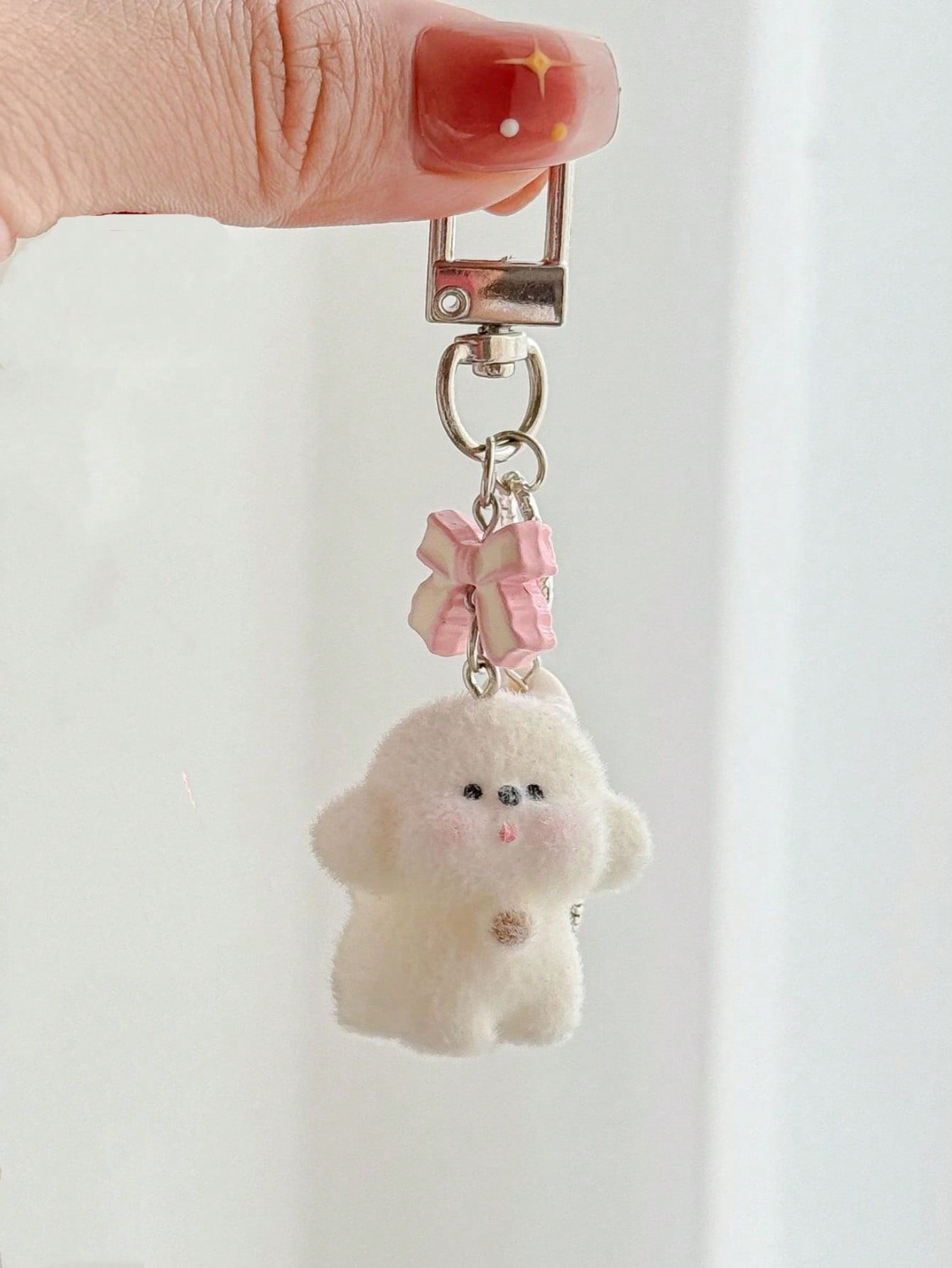 1 قطعة سلسلة مفاتيح مخملية يونيسكس بقلب كلب وفيونك...