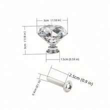 12pcs Crystal Glass Cabinet Knobs, Suitable For Wardrobe Doors, Drawer Cabinets, Shoe Cabinets, Kitchen Cabinets And Other Furniture, Single Hole 1.18 Inches, Small Zinc Alloy Handles, Furniture Accessories - Multicolor - View 5