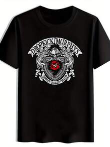 Round Neck T-Shirt With DROPKICK MURPHYS Print, Black Versatile Graphic Men's Top, Gift For Men - Black - View 2