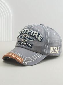 1pc Vintage Letter Embroidered Curved Brim Baseball Cap, Versatile Sports & Casual Sun Protection Hat For Men