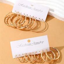 16Pcs Minimalist Metal Twist Hoop Earrings For Women - Daily/Party/Beach Jewelry Fashion Statement Accessories - 金色 - 查看 5