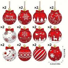12-24 Decorações de madeira requintadas para árvores de Natal - adequadas para decoração de Natal e casa (bolas de Natal) - Multicolorido - Ver 11