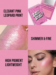 MISSLYN-2 件 Boss Babe 闪光粉状腮红套装、腮红盘、闪光腮红、豹纹、初学者友好、色彩梦幻腮红、持久、修容、高光、便携尺寸、适合旅行和户外使用、防水防汗腮红、小巧可爱、旅行、高显色度、Y2K、派对、假日、丝滑无粉质地、环境色彩