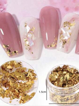 Juego de pegatinas de lámina de oro 3D ultradelgadas en caja - Lámina asimétrica de oro/plata Confeti | Pegatinas decorativas de brillo para maquillaje de ojos y rostro, decoración de uñas, brillo de maquillaje creativo Pegatinas de joya para ojos/rostro, suministros de uñas para escenario/novia, encantos de uñas, gemas de uñas