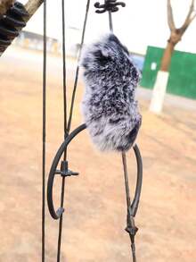 2pcs/4pcs Outdoor Hunting Archery Accessories, Realistic Rabbit Fur Shock Absorber, 1 Pair/2 Pair Fur Puffs Available, Suitable For Traditional Bow & Recurve Bow, Bow String Silencer Archery Supplies